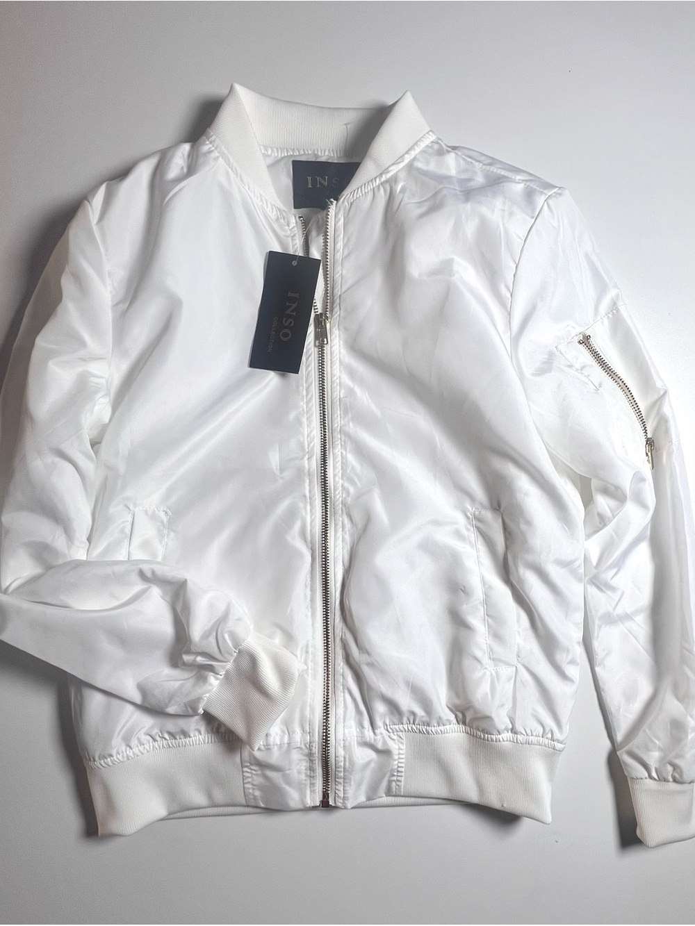 INSO White Bomber Jacket - Lightweight Zip Front